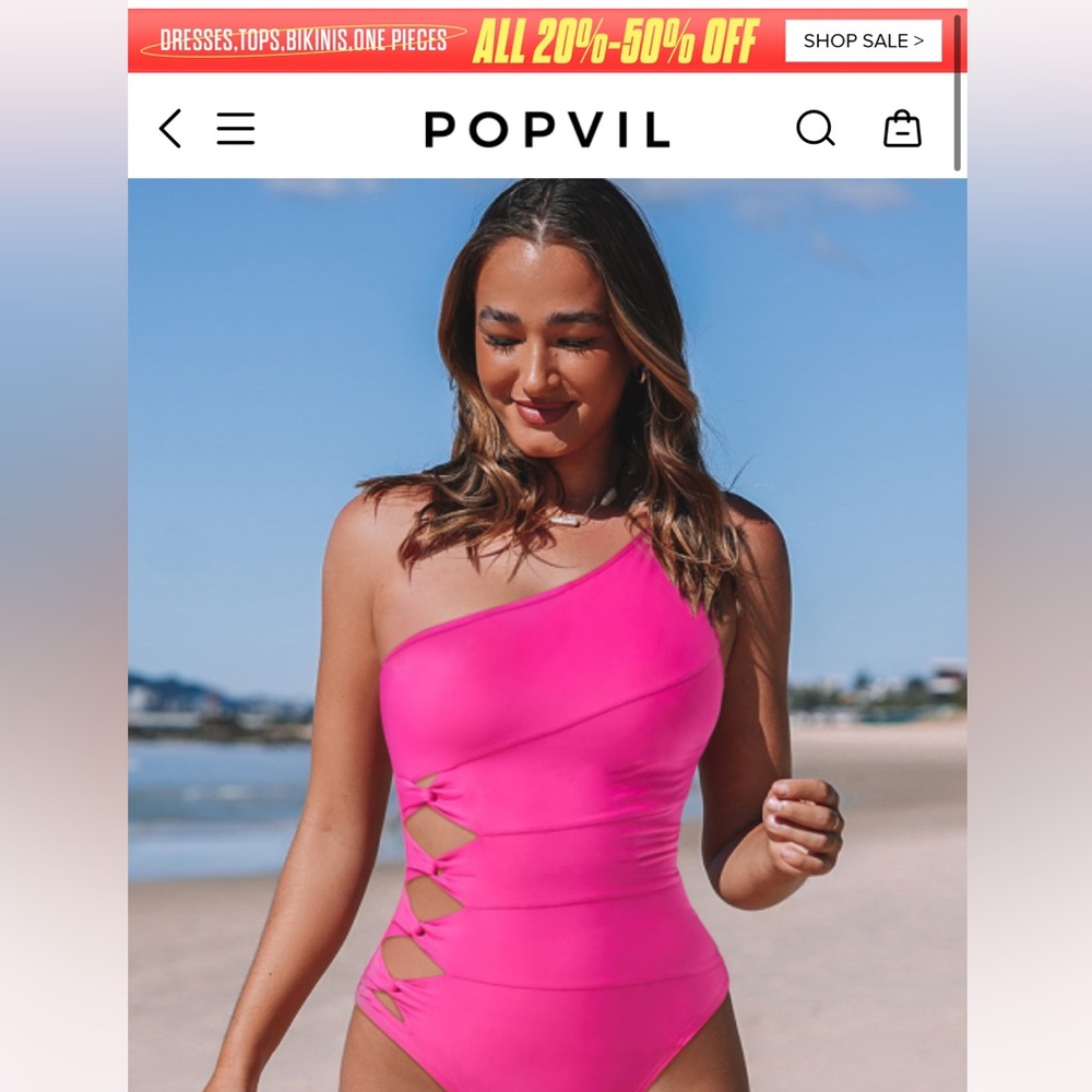 Popvil PINK one pice swim NWT